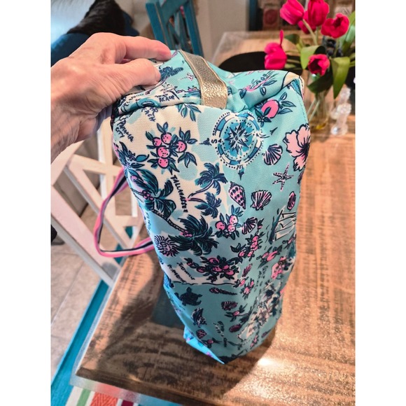 Lilly Pulitzer Sunshine State Florida Map Weekender Duffel Bag Blue Pink Gold - Picture 5 of 8